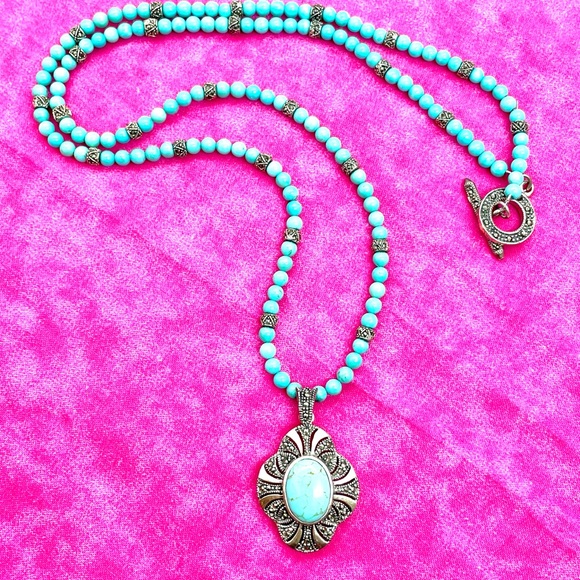 Sterling Sleeping Beauty Turquoise Necklace